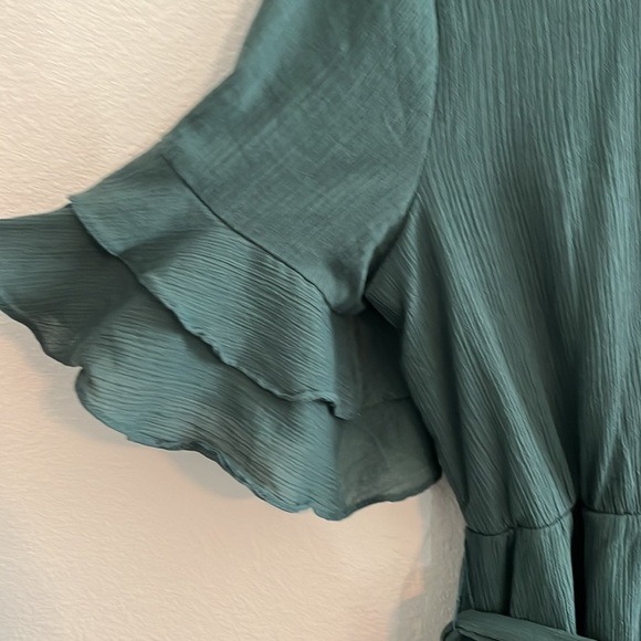 Teal Embroidered Midi Dress - Picture 5 of 8